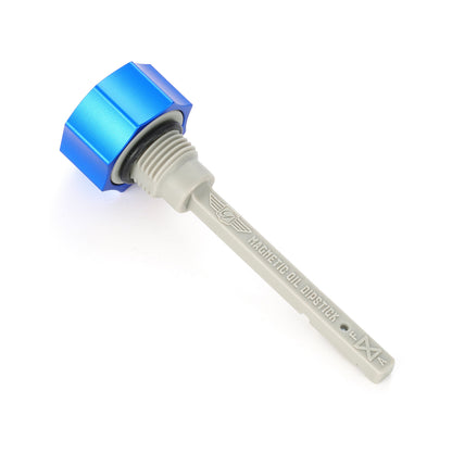 Performance Magnetic Transmission Dipstick for Harley-Davidson M8 (2017-2026) - Curved Blue