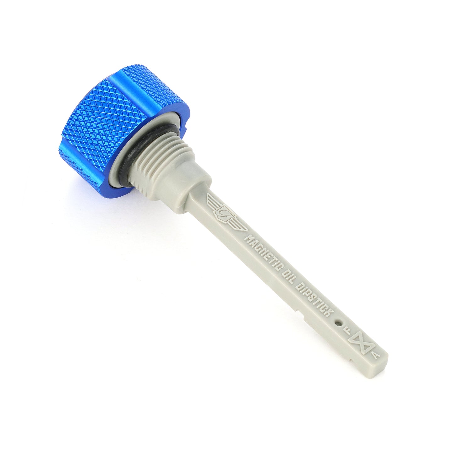Performance Magnetic Transmission Dipstick for Harley-Davidson M8 (2017-2026) - Knurled Blue